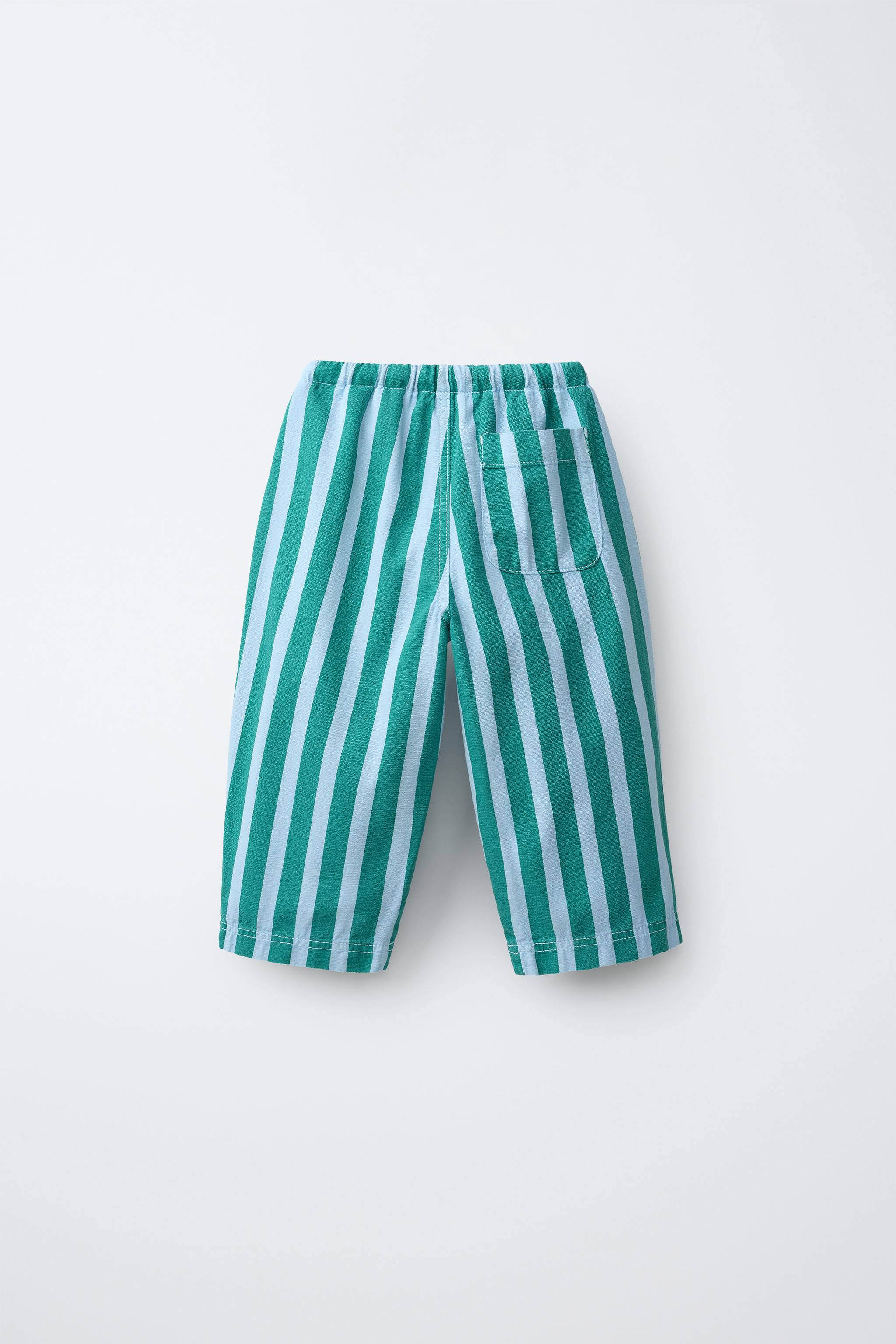 PANTALON COTON LIN RAYURES